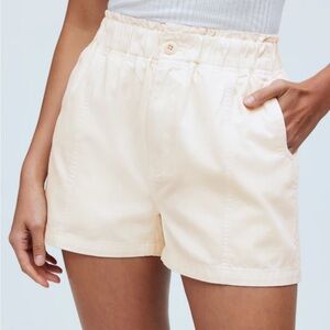 NWT MADEWELL Pull-On Paperbag Shorts Garment-Dyed Edition in Antique Cream Sz 30